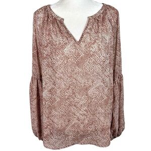NWT- Lovestitch- Pink Reptile print Sheer Long Sleeve Tunic- Size L